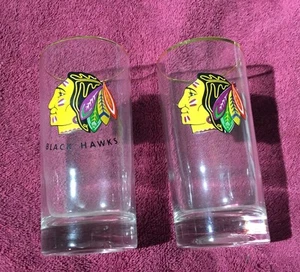 2 Vintage Barware Gläser Chicago Blackhawks NHL Hockey Indian Head Logo - Bild 1 von 8
