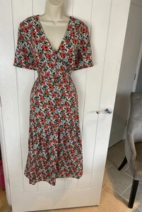 Beautiful Size 14 Poppy Print Glamorous at ASOS Midi Dress Vtg Cottagecore - Picture 1 of 12