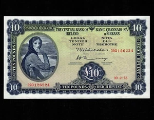Irlanda 10 sterline 1975 P-66c * AU * Lady Hazel Lavery * - Foto 1 di 2