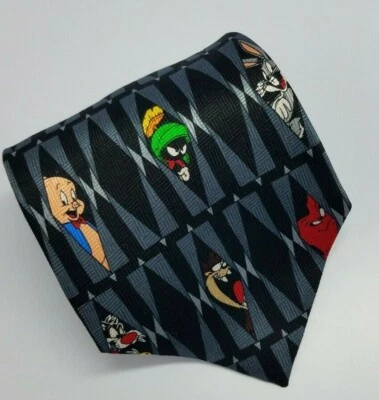 Warner Brothers Silk Necktie Black Multiple Men Necktie  - Image 1 of 4