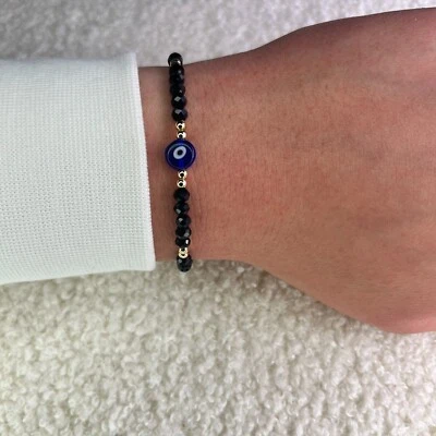 Schwarz Böses Auge Armband Nazar, Mal De Ojo Perlenarmband, Boncuk Perlenarmband - Bild 1 von 4