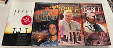 4 Christian VHS Lot Left Behind Jesus Charlton Heston Presents The Bible Tested