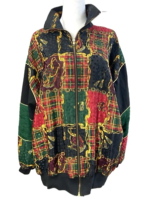 Vintage Silver Threads Jacket Womens Large Bomber Lightweight Baroque - Image 1 of 4