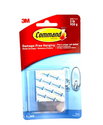 (1) PACK 3M Command Strips 9 Medium Clear Adhesive Strips Per Pack, Clear - Image 1 of 2