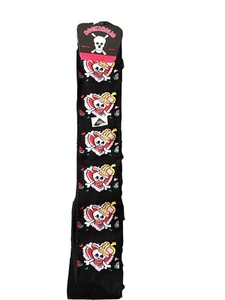 12x Ladies Over Knee High Halloween Skull & Bones Heart Design Cotton Lycra Sock - Picture 1 of 2