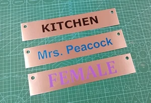 STAINLESS STEEL METAL DOOR PLAQUE LABEL WITH CHOICE OF COLOURED LETTERING - Picture 1 of 4