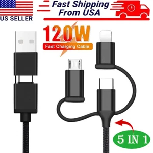 5 in 1 Fast USB Charging Cable Universal Multi Function Cell Phone Charger Cord - Picture 1 of 14