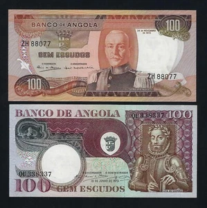 Portugal Angola SET 100 + 100 Escudos 1972 UND 1973 P-101 und P-106 UNC - Bild 1 von 2