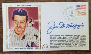 JOE DIMAGGIO SIGNED 1981 GATEWAY CACHET YANKEES 56 GAME HIT STREAK ANNIVERSARY - Picture 1 of 2