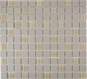 Mosaik Fliese Keramik Zement hell schlamm unglasiert Glas18-0212-R10 I 10 Matten - Bild 1 von 4