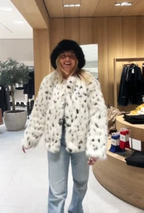 ZARA WHITE BLACK ANIMAL PRINT FAUX FUR SHORT COAT SIZE M - Picture 1 of 24