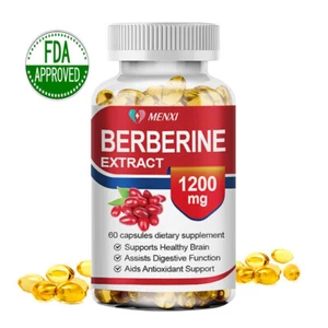 MENXI Berberina HCl 1200mg, 60 Capsule - Senza Glutine, Vegetariana e Non OGM - Foto 1 di 9
