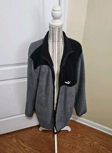 New Men's Puma Polar Fleece Colorblocked Jacket Grey/Gray/Black Sz XL Retail $80 - Picture 1 of 7