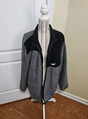New Men's Puma Polar Fleece Colorblocked Jacket Grey/Gray/Black Sz XL Retail $80 - Image 1 of 4