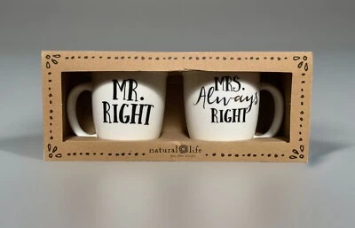 НОВЫЙ Natural Life MR. ПРАВАЯ МИССИС ВСЕГДА ПРАВИЛЬНО невесты жених свадьбы керамическая кружка комплект - Изображение 1 из 4