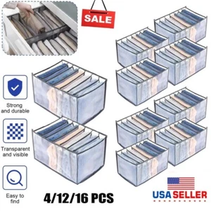 4/12/16Pcs Foldable Closet Drawer Organizer -Clothes, Jeans, T-Shirt Storage Box - Picture 1 of 19