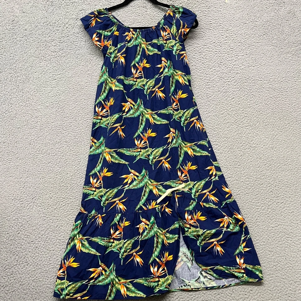 Vestido Hawaiano Hilo Hattie Niñas XL (14/16) Azul Floral Tropical Resort Wear Foto 1 de 4