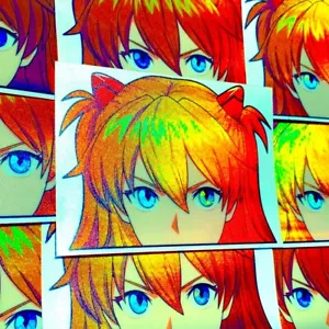 ASUKA HOLO ANIME GIRL PEEKER AUFKLEBER NEON GENESIS EVANGELION AUTO AUFKLEBER - Bild 1 von 1
