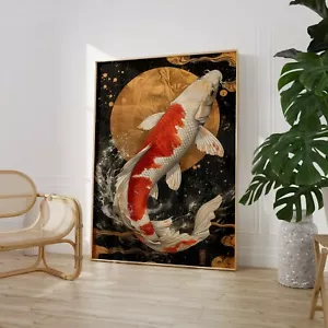 Oriental Koi Carp Print Poster Wall Art Home Decor Type Artwork 9034 - Picture 1 of 1