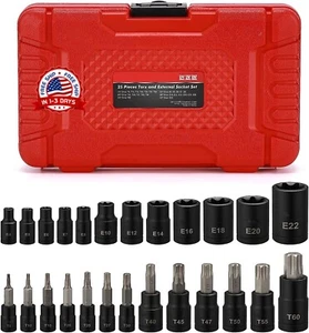 Juego De Dados Con Punta Torx De 25 Piezas Y Dados Externos Hembra, 13 Dados... - Picture 1 of 8