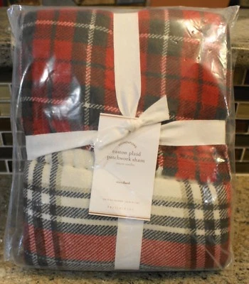 Nuevo Pottery Barn EASTON CUADROS PATCHWORK Navidad Vacaciones SHAM - Tamaño Estándar Foto 1 de 2