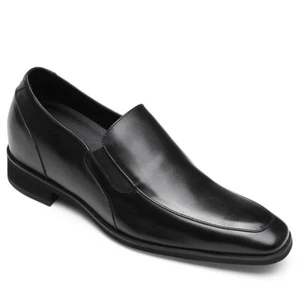 us9 CHAMARIPA 2.76" Zapatos Elevadores Hombres Sin Cordones Cuero Negro Tacón Oculto Mocasín - Imagen 1 de 5