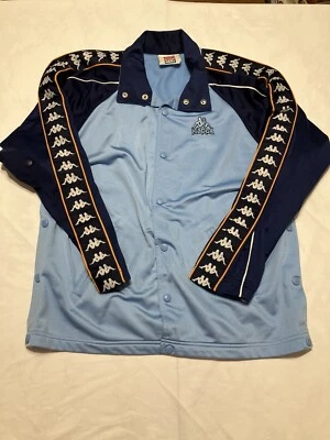Vintage Kappa Blue Snap Up Warm Up Jacket Size Small Tear Away Sides - Image 1 of 4