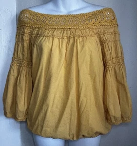 Umgee Yellow Off Shoulder Blouse Size S - Foto 1 di 4