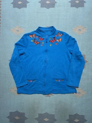 Sudadera Vintage Cárdigan Mariposas Lindo Animal Flores Cremallera Completa Mujer Grande Foto 1 de 4