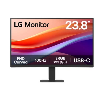 LG 24U421A 24" Curved Full HD VA 100Hz 5ms HDR10 USB-C Business Monitor - Black - Image 1 of 4