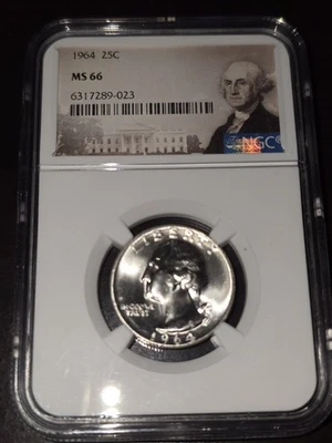 1964 Washington Silver Quarter 25C NGC MS66 LOOKS PROOF 🔥  - Image 1 of 4