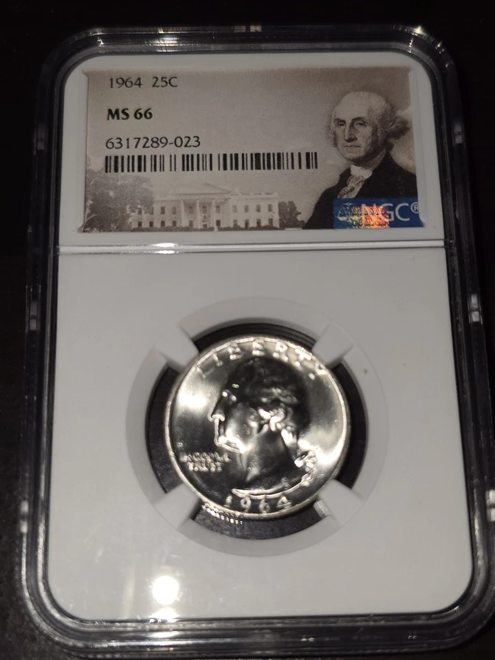 1964 Washington Silver Quarter 25C NGC MS66 LOOKS PROOF 🔥  - Image 1 of 4