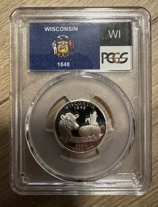 2004-S 25c Wisconsin Silver Quarter Proof PCGS PR 70 DCAM Flag Label - Picture 1 of 2