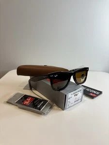 Ray-Ban Wayfarer RB2140 902-57 50-22 Occhiali da Sole - Tartarugato/Verde G-15 - Foto 1 di 10