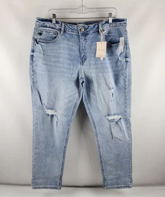 Pantalones de mezclilla Kancan para mujer 32 azules tiro alto desgastados corte novio (32x27) 221743 nuevos con etiquetas Foto 1 de 4