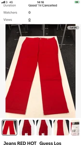 JEAN RED HOT  GUESS LOS ANGELES 1981 RED TROUSERS JEAN STYLE SIZE 33 - Picture 1 of 24