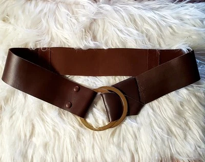 Chico's 真皮棕色皮带带金色扣,尺寸 M,波西米亚风格 — 第 1/4 张图片