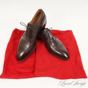 NWOB #1 MENSWEAR Ricardo Bestetti Italy Cigar Leather Fiddleback Captoe Shoes 8 - Imagen 1 de 9