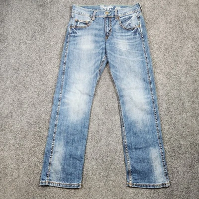 Pantalones de mezclilla Wrangler retro para hombre 30x30 azul lavado medio ajustados rectos elásticos Foto 1 de 4