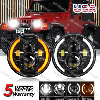 Proyector de faros LED redondos de 7 pulgadas haz alto-bajo para Jeep Wrangler JK TJ LJ par Foto 1 de 4