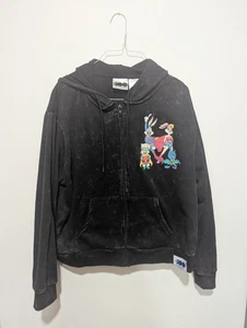 Looney Tunes DC Full Zip Hoodie Black Wash Warner Brothers Celebrating 100 - Bild 1 von 5