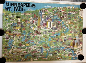Póster de Minneapolis St. Paul City 1976 Archar Inc - Mapa ilustrado de diseño de ciudad - Imagen 1 de 14
