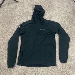Marmot Mens Hoodie Sweatshirt Medium Black 1/2 Zip Draft Kings Logo Performance - Picture 1 of 10
