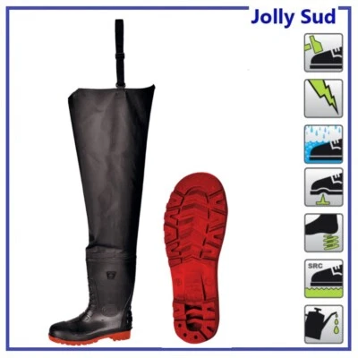 Stivali Alti da Pesca Lavoro in Gomma Antinfortunistici Scafandro Tutto Coscia - Immagine 1 di 4