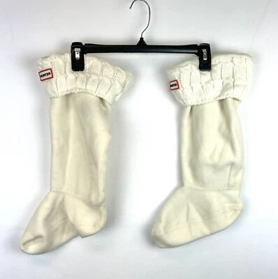 Hunter Women’s 6 Stitch Ivory White Boot Socks Size Medium, 1-Pair - Image 1 of 2