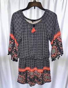 Takara Girls Romper Size XL Tassels Blue Orange Boho - Picture 1 of 7
