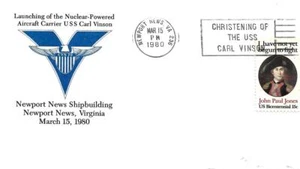 CARL VINSON (CVN-70) 15 March 1980 Launch PM Newport News VA Slogan Cancel - Picture 1 of 1