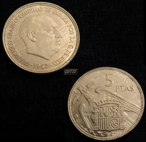 *GUTSE* FRANCO-468, 5 PESETAS 1957*60, PLUS, EBC+ - Imagen 1 de 1