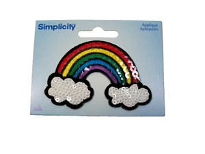 Rainbow Clouds Embroidered Iron on Patch 1 Applique Simplicity Sequins B10 - Picture 1 of 5