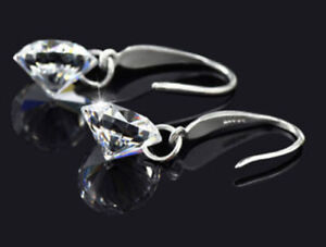 Sterling Silver Made With CZ Crystal Disco Ball Dangle Drop Earrings Box 